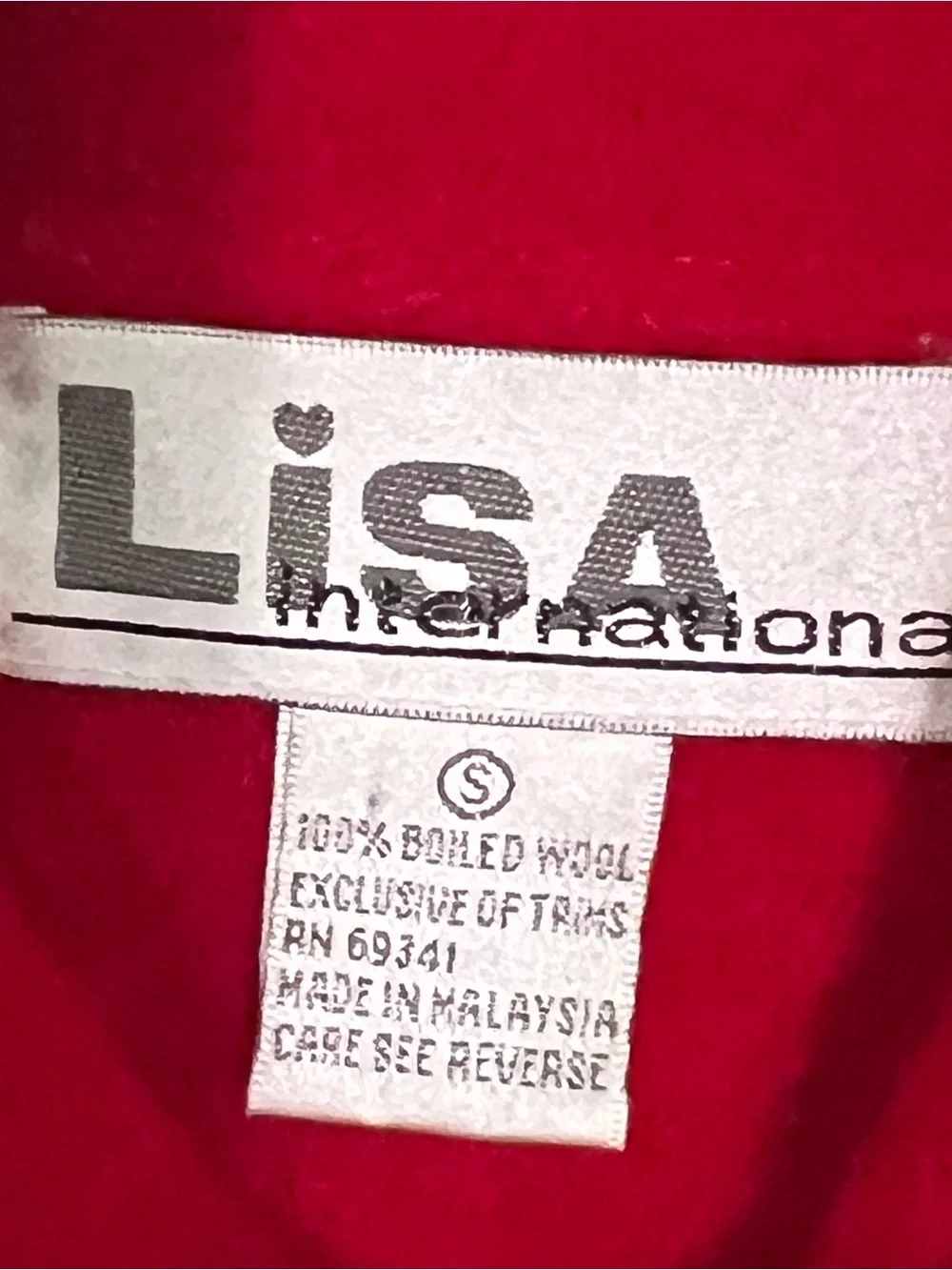 Vintage women’s small 100% wool Red Zip-Up Jacket & Snowflake Accents no flaws